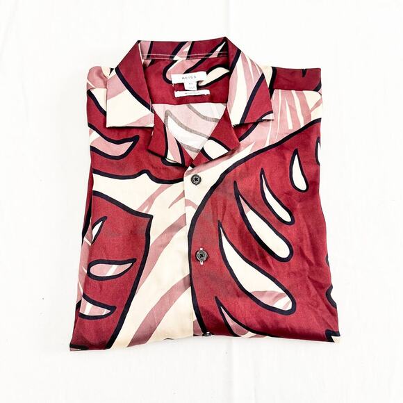 Reiss OE Young Patterned Button Down Short Sleeve Satin Style Blouse Size XS - Picture 6 of 6